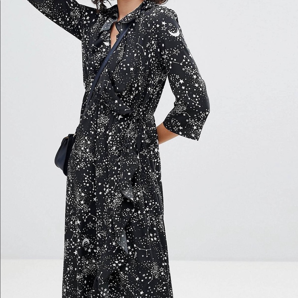 Star Print Wrap Dress